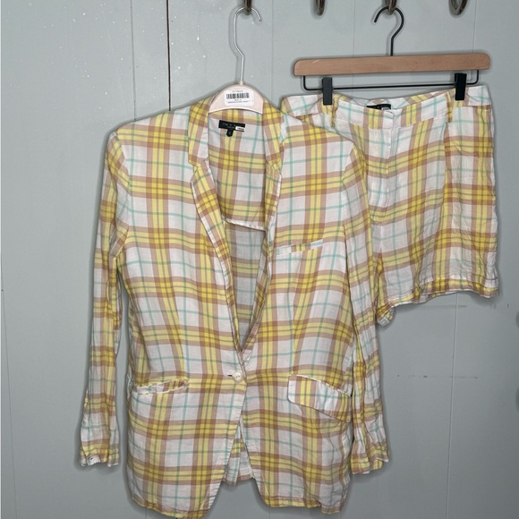 rag & bone Yellow Plaid Blazer and Short SET size 4 - Picture 5 of 5